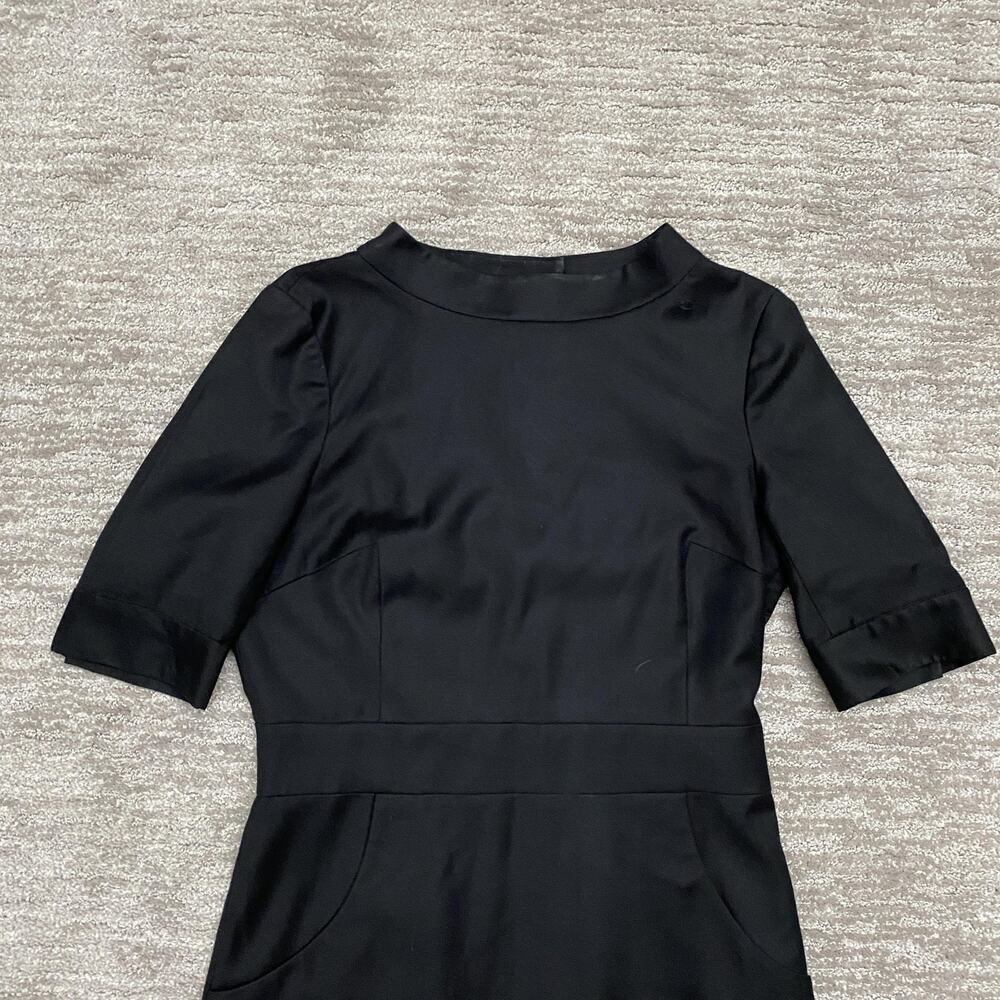 J.Crew Dress Womens 4 Black Wool Sheath Pockets Back Buttons Career Capsule - Picture 2 of 16